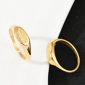 304 Кольца для пальцев из нержавеющей стали без отделки, овальная форма с номером