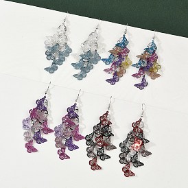 430 серьги-бабочки из нержавеющей стали с подвесками, с железными крюками серьги, платина