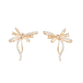 Clear Cubic Zirconia Bowknot Stud Earrings, Brass Jewelry for Women, Nickel Free