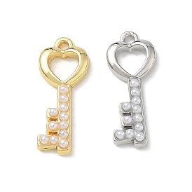 Подвески из латуни и искусственного жемчуга, Брелоки для ключей, стойки покрытие, долговечный, без кадмия и без свинца