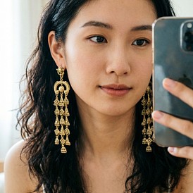 Boucles d'oreilles chandelier géométriques en alliage pour femmes