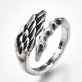 Alloy Cuff Finger Rings, Wide Band Rings, Wing