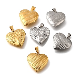 316 подвески из нержавеющей стали Locket, с 201 защелкивающимися дужками из нержавеющей стали, подвесками-рамками для фотографий из нержавеющей стали, ионное покрытие (ip), сердце