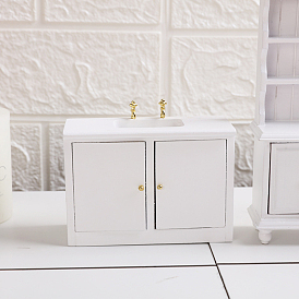 Wood Miniature Furniture Display Decorations, Mini Bathroom Sink for Dollhouse Decor