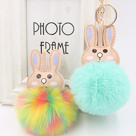 Cute Bunny Fur Ball Keychain Fashion Plush Bag Pendant