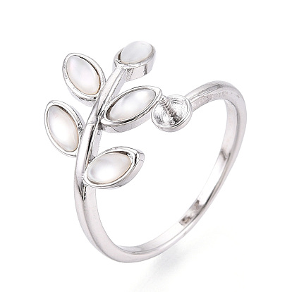 Закрепки для колец-манжет в форме листа из латуни, за половину пробурено бисера