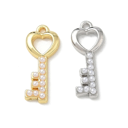 Подвески из латуни и искусственного жемчуга, Брелоки для ключей, стойки покрытие, долговечный, без кадмия и без свинца