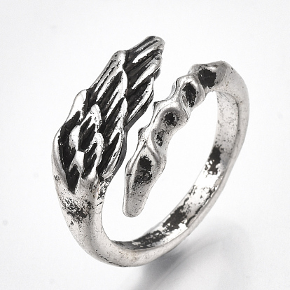 Alloy Cuff Finger Rings, Wide Band Rings, Wing
