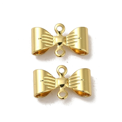 Rack Plating Brass Connector Charms, Bowknot Links, Long-Lasting Plated, Lead Free & Cadmium Free