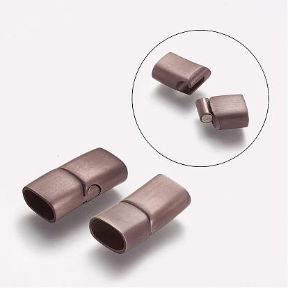 304 Stainless Steel Matte Magnetic Clasps with Glue-in Ends, Rectangle