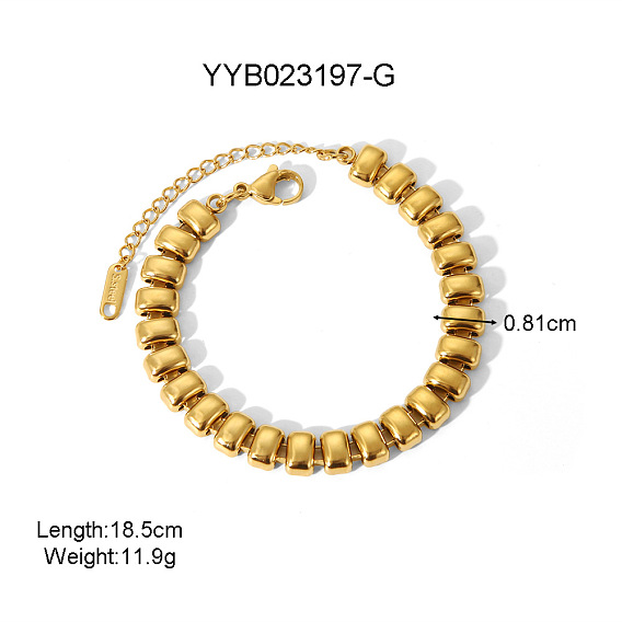 304 браслеты-цепочки с прямоугольными звеньями из нержавеющей стали, реальный 18 k позолоченный