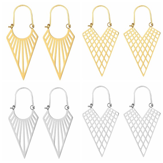 Богемный стиль 304 треугольные серьги-кольца из нержавеющей стали