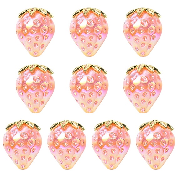 Бусины из cмолы, с латунным микро проложить кубический цирконий вывод, клубника