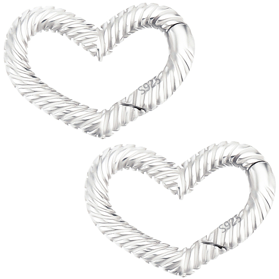 2 шт. 925 Кольца с пружинным затвором из стерлингового серебра, С двухсторонней замшевой тканью 1PC, ткань для полировки серебра, сердце