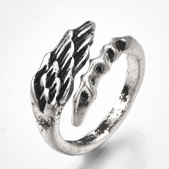Alloy Cuff Finger Rings, Wide Band Rings, Wing