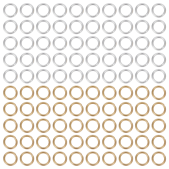 1000Pcs 2 Colors 304 Stainless Steel Jump Rings, Open Jump Rings, Metal Connectors for DIY Jewelry Crafting and Keychain Accessories