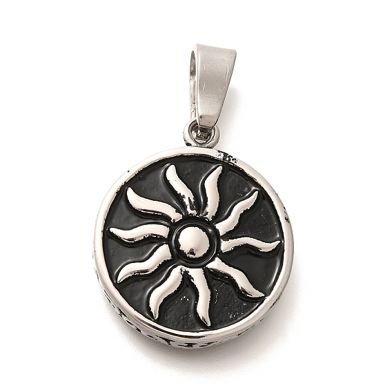 304 нержавеющей стальной эмали подвески, плоский круглый с солнечным шармом