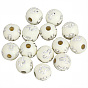 800pcs Plattierung Acrylperlen, Silber Metall umschlungen, Runde mit Quer
