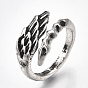 Alloy Cuff Finger Rings, Wide Band Rings, Wing
