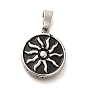 304 нержавеющей стальной эмали подвески, плоский круглый с солнечным шармом