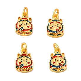 Rack Plating Alloy Enamel Pendants with Jump Ring, Animal Charms