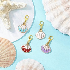 Подвесные украшения в форме раковины из сплава эмали, с цинковым сплавом застежками омаров коготь