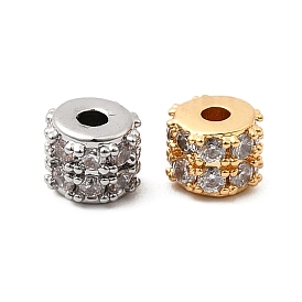 Латунные прозрачные бусины из кубического циркония, колонка