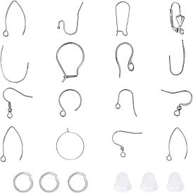 304 нержавеющая сталь и 316 хирургическая нержавеющая сталь крючки для сережек и крючки для сережек и соединительные кольца, с пластиковыми гайками уха