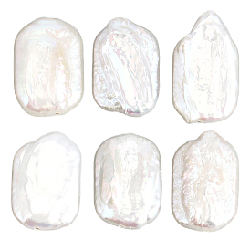 1 Strand Natural Baroque Keshi Pearl Beads Strands, with Seed Beads, Nucleated Pearl, Rectangle