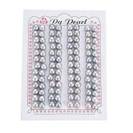 Natural Cultured Freshwater Pearl Beads, Half Drilled, Rondelle, Dyed