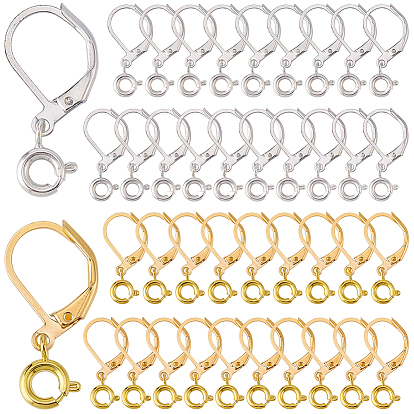 20 пары 2 цвета латунные серьги с застежкой-молнией, с застежками пружинного кольца