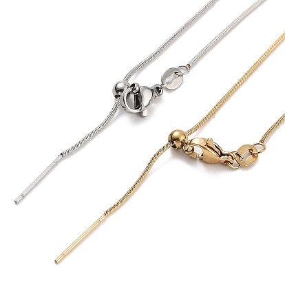 Регулируемый слайдер 201 ожерелья из круглой цепочки-змейки из нержавеющей стали, ионное покрытие (ip)