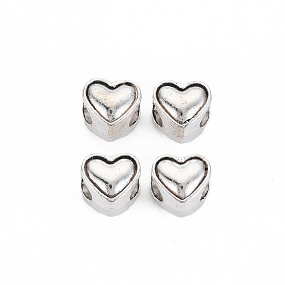 Tibetan Style Alloy European Beads, Cadmium Free & Lead Free, Heart