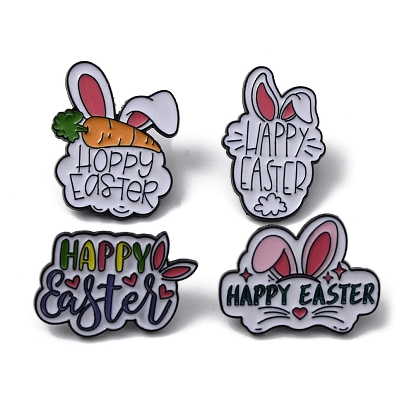 Alloy Rabbit Enamel Pins, Happy Easter Brooch for Easter Gift
