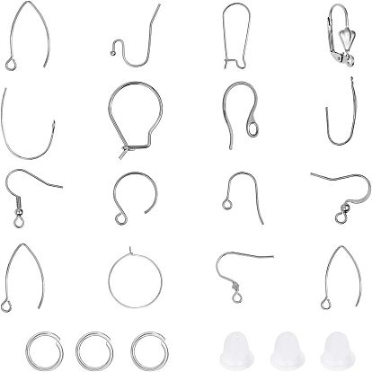 304 нержавеющая сталь и 316 хирургическая нержавеющая сталь крючки для сережек и крючки для сережек и соединительные кольца, с пластиковыми гайками уха