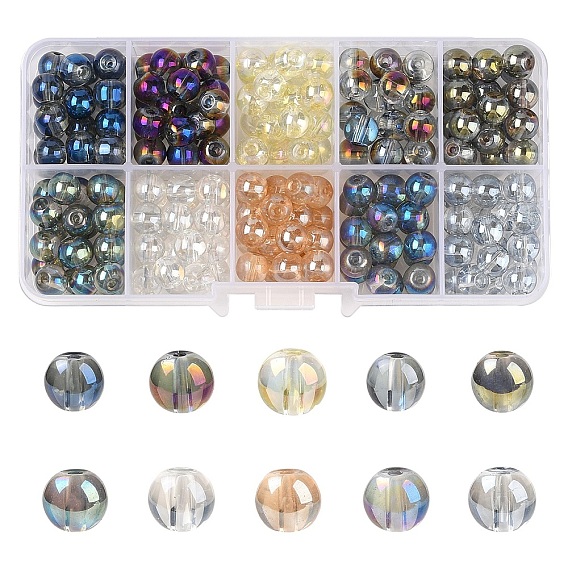 220 шт 10 цвета гальванических стеклянных бусин нити, круглые
