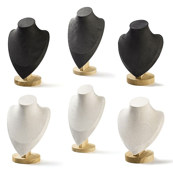 Стенды для ожерелья из микрофибры, Desktio держатель для ожерелья в форме бюста на деревянной основе