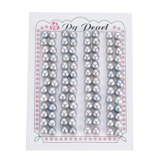 Natural Cultured Freshwater Pearl Beads, Half Drilled, Rondelle, Dyed