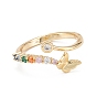 Латунные микро проложить манжеты кольца кубического циркония, открытые кольца, долговечный, бабочка