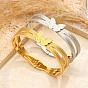 304 Stainless Steel Hinged Bangles for Women, Butterfly