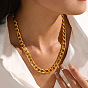 Stylish Stainless Steel Cuban Chain Necklace for Women with Real Gold Plating