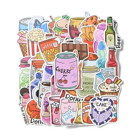 50Pcs Food PVC Self Adhesive Stickers, Waterproof Decals, for Suitcase, Skateboard, Refrigerator, Helmet, Mobile Phone Shell