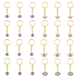 Брелок с эмалью и стразами от сглаза, со сплавочной фурнитурой, цветок/плоский круглый/глазок