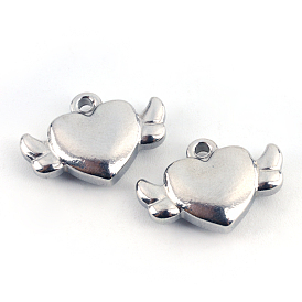 201 Stainless Steel Flying Heart Pendants