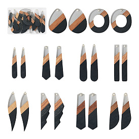 20шт 10 стили подвески из смолы и орехового дерева, пончик, капля и прямоугольник, разнообразные