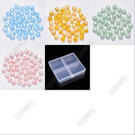 100Pcs 4 Colors Imitation Jade Glass Beads, Two Tone, Star