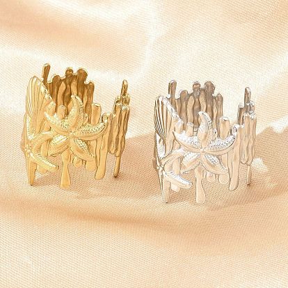 304 открытые кольца-манжеты из нержавеющей стали для женщин, морская звезда в форме ракушки