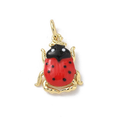 Подвески из латуни с эмалью на тему насекомых, стойки покрытие, без кадмия и без свинца, долговечный, с целью перехода в кольце, реальный 18 k позолоченный