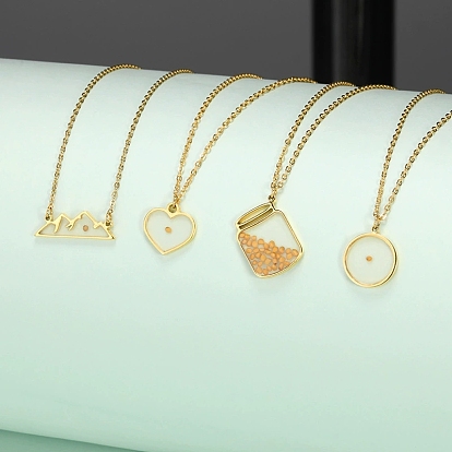 304 ожерелья из нержавеющей стали с подвеской в виде горчичного зерна, cmолой, реальный 18 k позолоченный