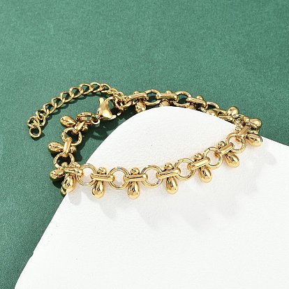 304 женские браслеты-цепочки со звеньями из нержавеющей стали, плоско-круглые, вакуумное покрытие pvd